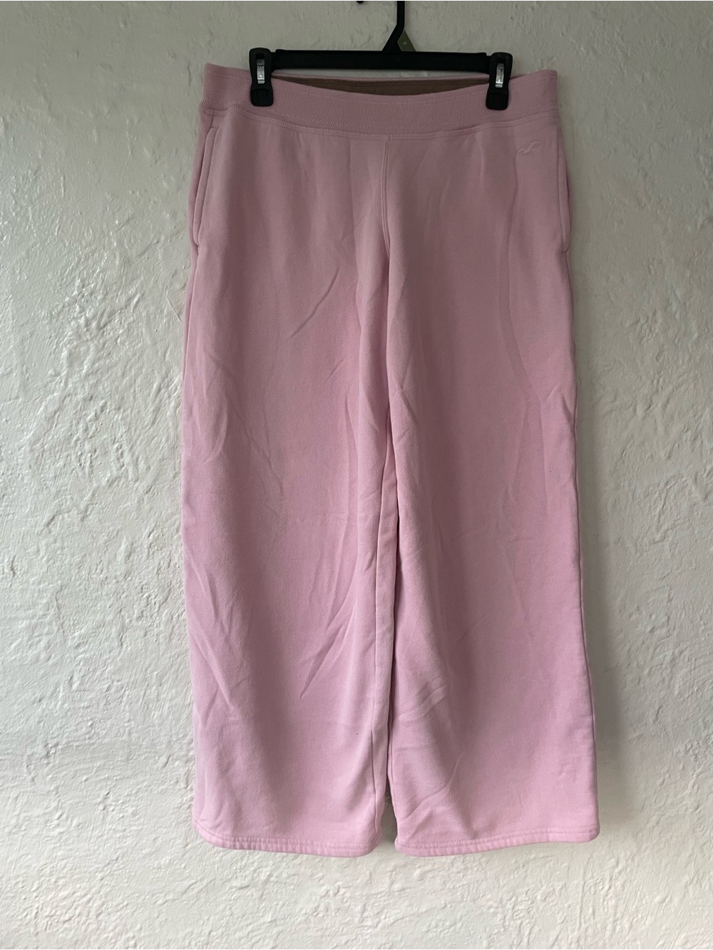 Pink Hollister high waisted interior color block wide  leg sweatpants; size S